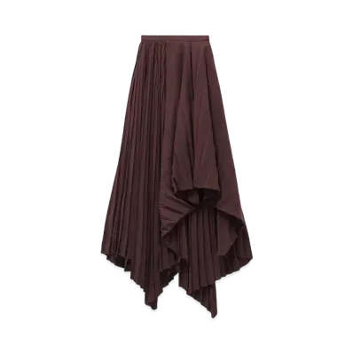 Alexander McQUEEN Asymmetric Pleated Skirt "Burgundy"