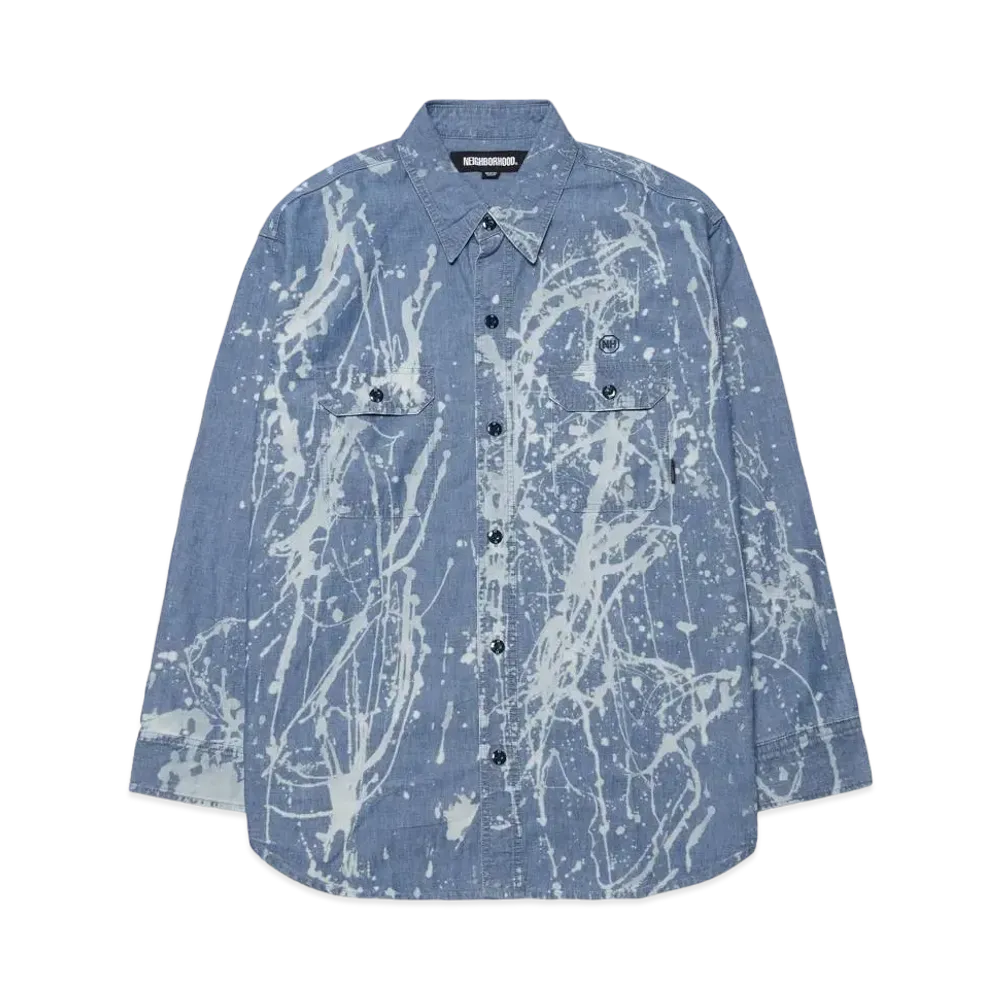 NEIGHBORHOOD Bleach Chambray SH LS . CO "Indigo"