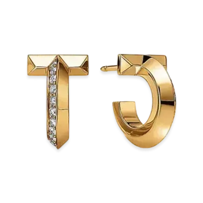 Tiffany & Co. Tiffany T T1 Hoop Earrings" Yellow Gold/Diamond"