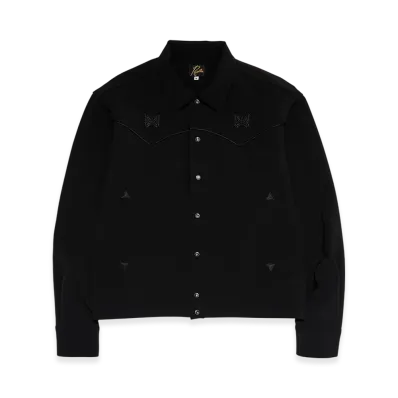 NEEDLES x STUDIOUS Piping Cowboy Jacket - Poly Double Cloth "Black"