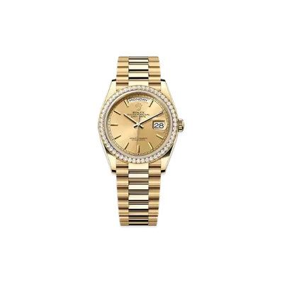 ROLEX Day-Date 36mm Yellow Gold Diamond 128348RBR "Champagne-colour"