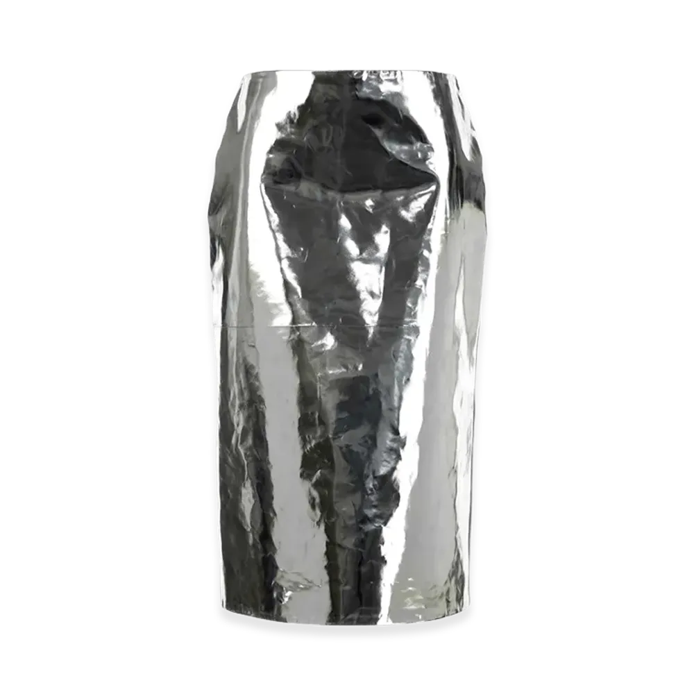 Jil Sander Women's Leather Skirt "Silver"