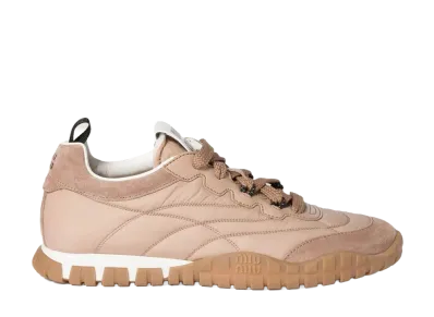 MIU MIU Women's Tyre Technical Fabric and Suede Sneakers "Pink"