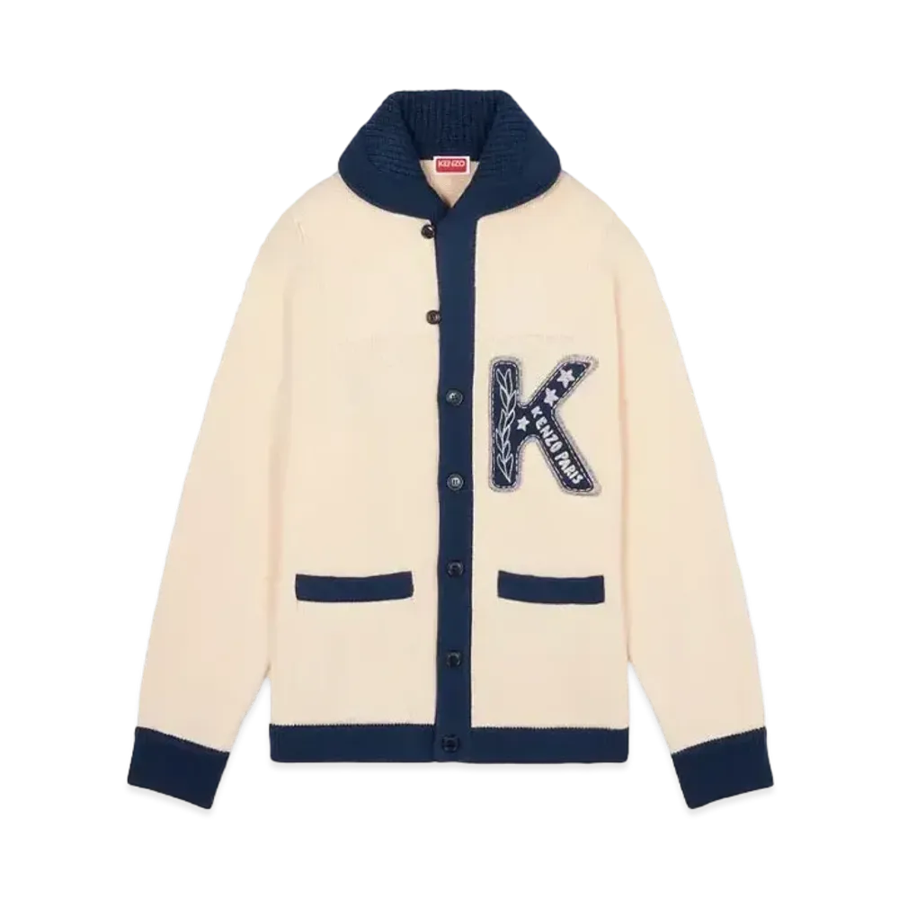 KENZO 'DRAWN VARSITY' Cardigan "Off White"