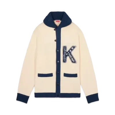 KENZO 'DRAWN VARSITY' Cardigan "Off White"