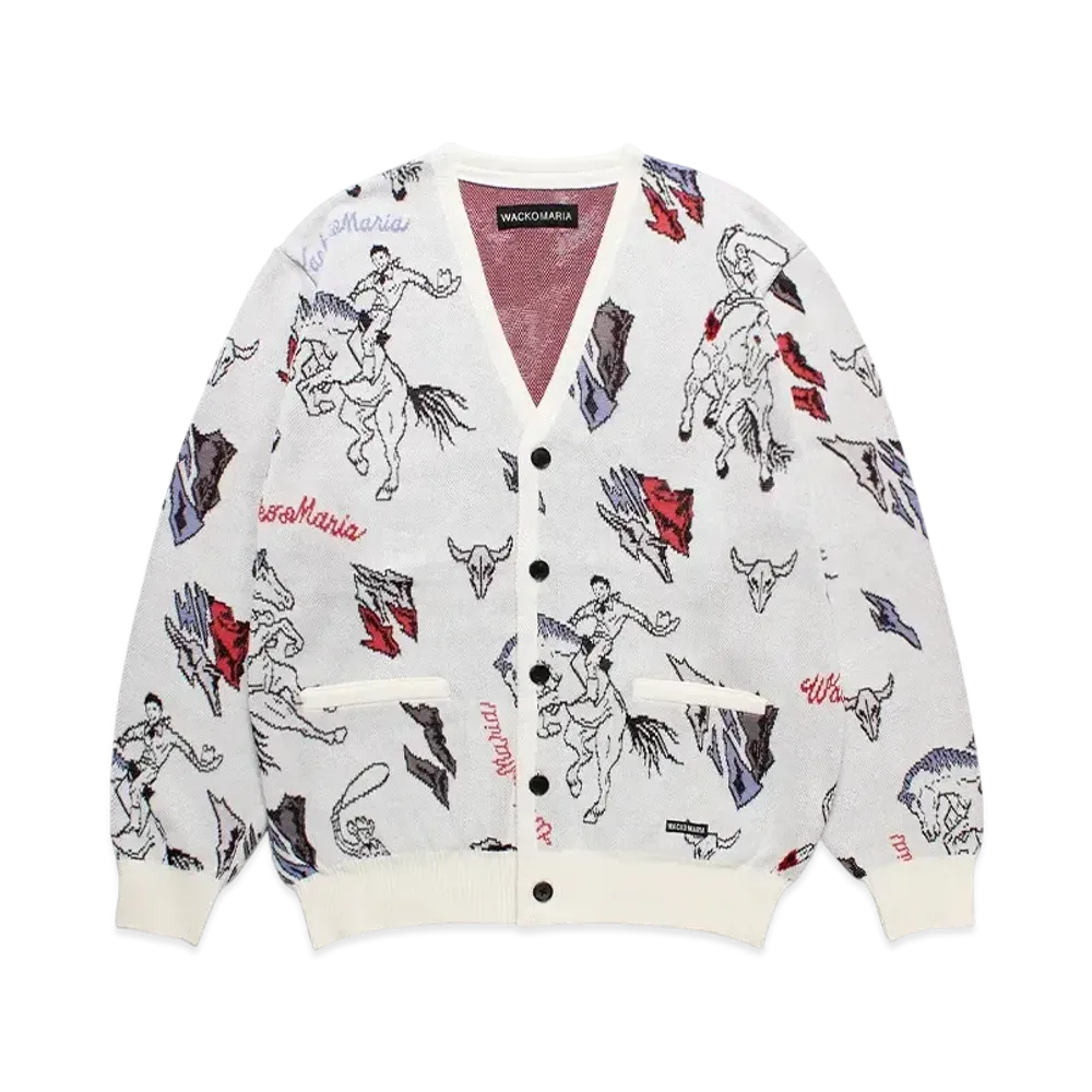 WACKO MARIA Jacquard Knit Cardigan "White"