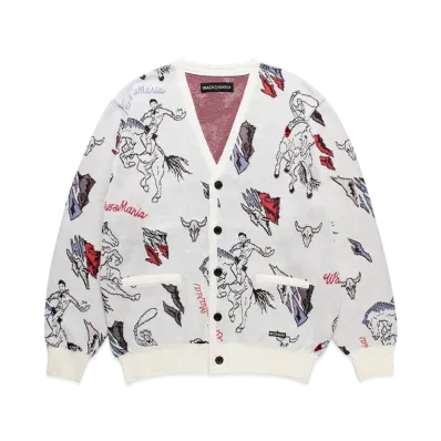 WACKO MARIA Jacquard Knit Cardigan "White"