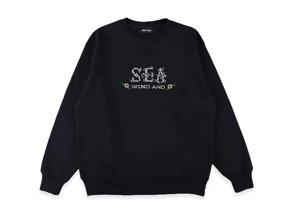 WIND AND SEA Hand Stitch Logo Crewneck Sweatshirt "Navy"