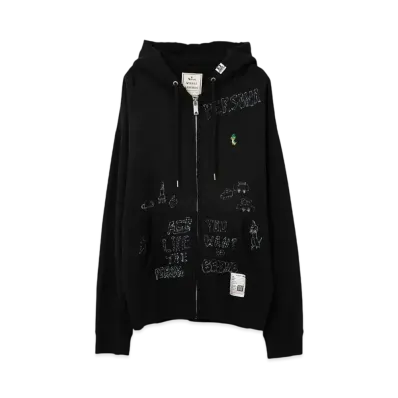 Maison MIHARA YASUHIRO Distressed Graffiti Print Zip-up Hoodie "Black"