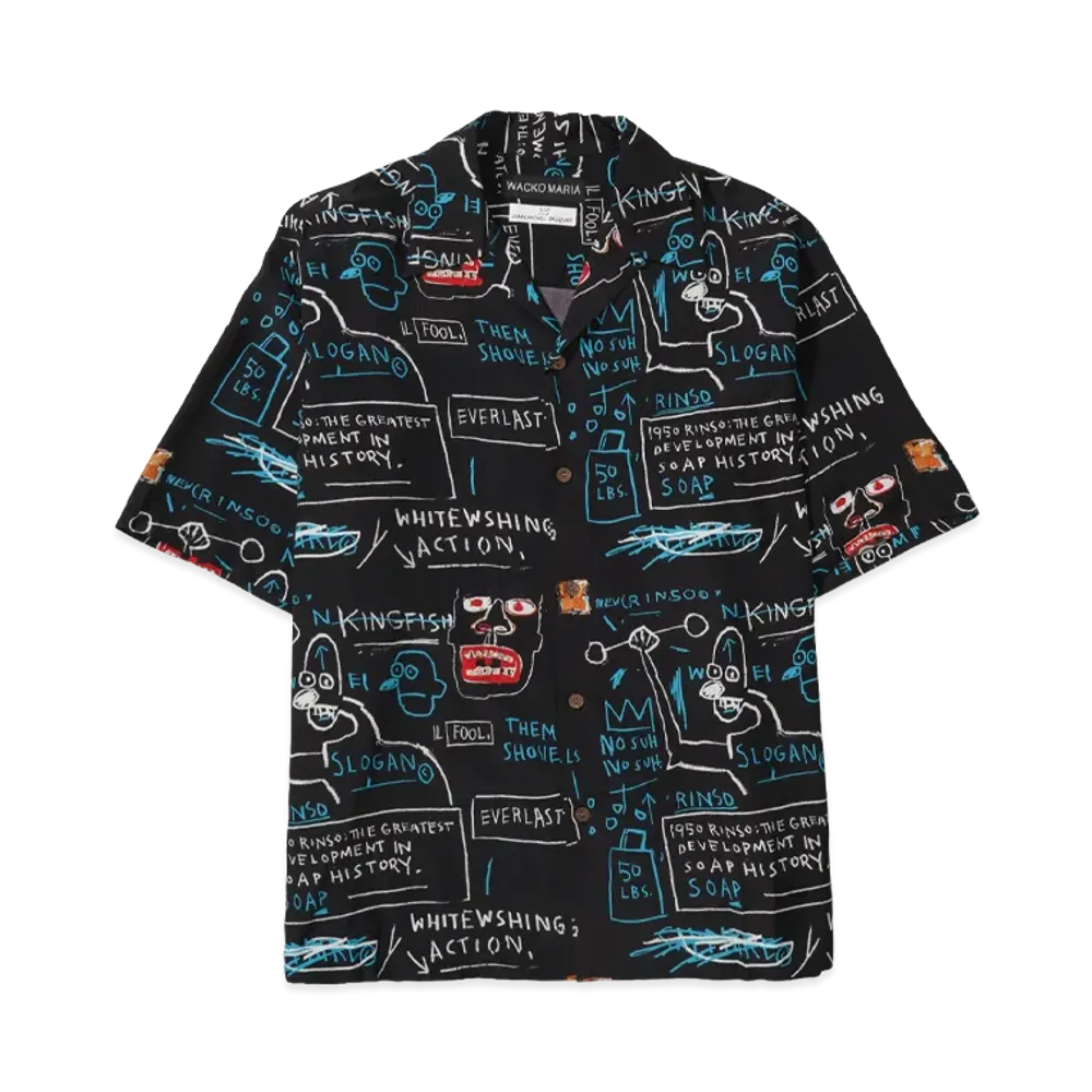 WACKO MARIA Jean-Michel Basquiat / Hawaiian Shirt "Black"