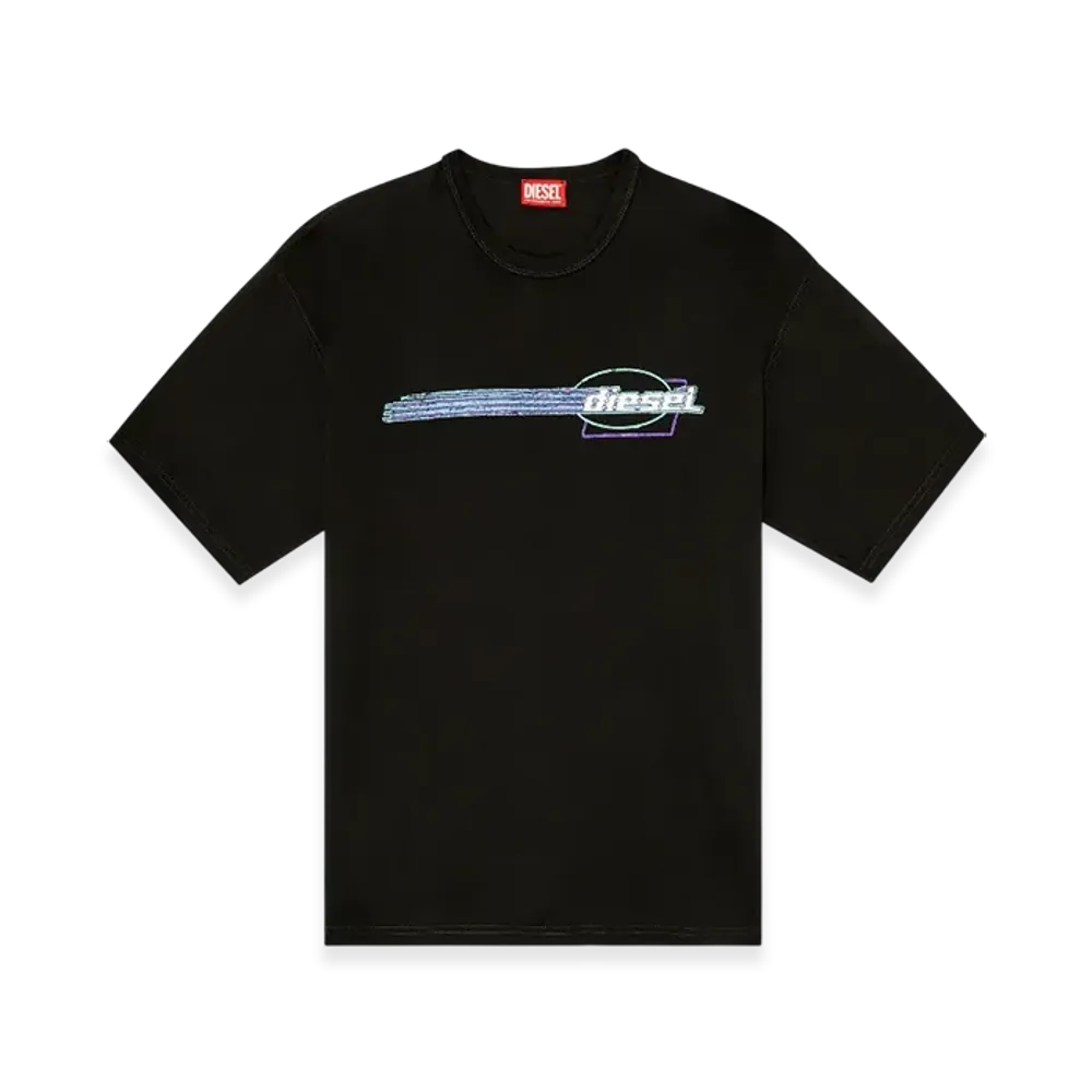 Diesel T-Boxt-R16 T-Shirt With Flocked Logo Graphics "Black"