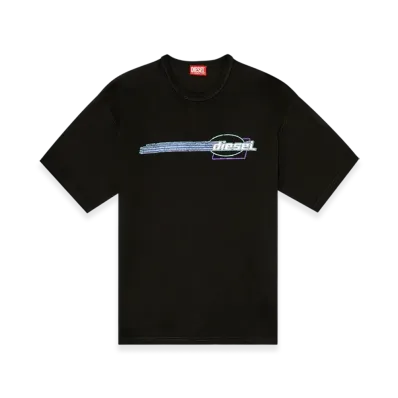 Diesel T-Boxt-R16 T-Shirt With Flocked Logo Graphics "Black"