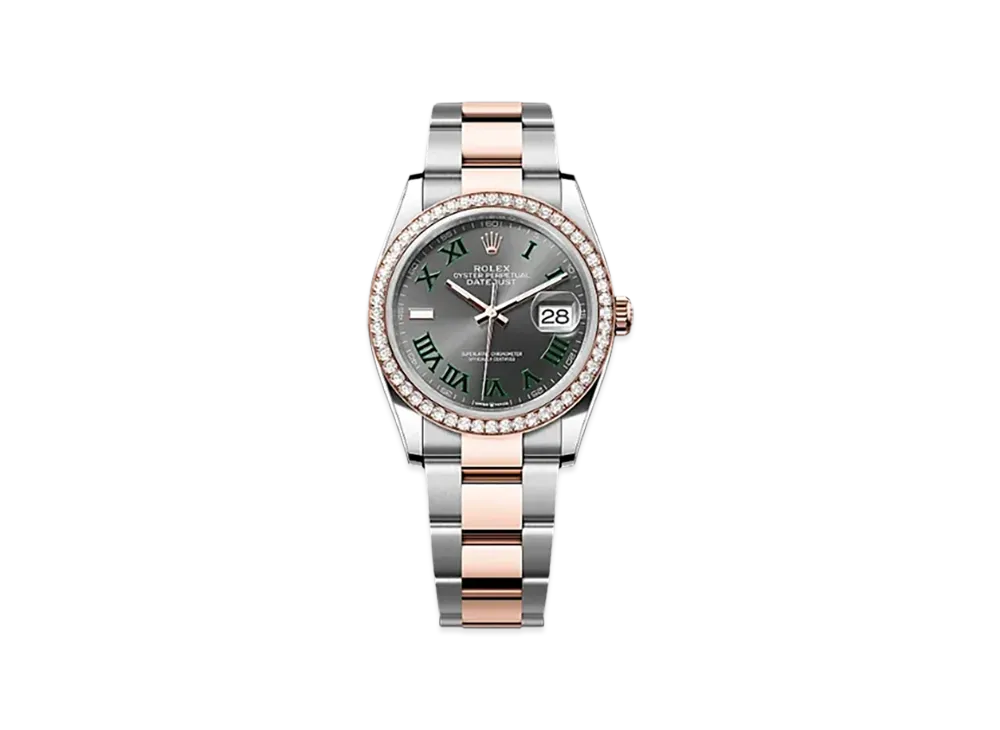 ROLEX Datejust 36mm Oystersteel & Everose Gold Diamond 126281RBR "Slate"
