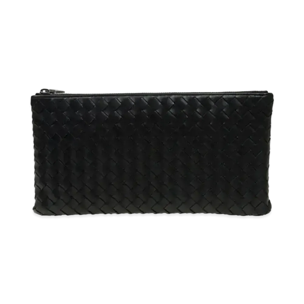 Bottega Veneta Intrecciato Lambskin Clutch Bag "Black"