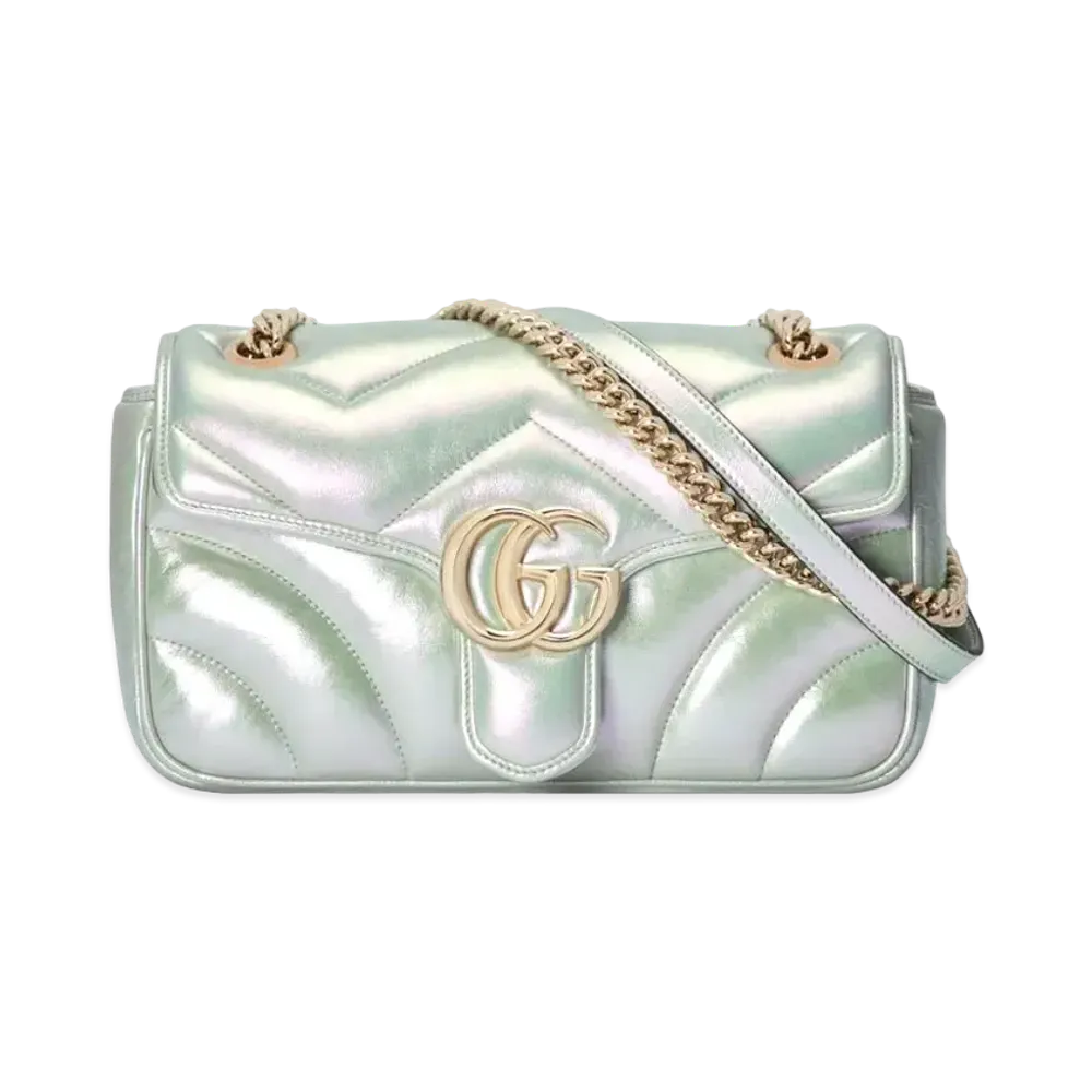 GUCCI GG Marmont Small Shoulder Bag "Green Iridescent"