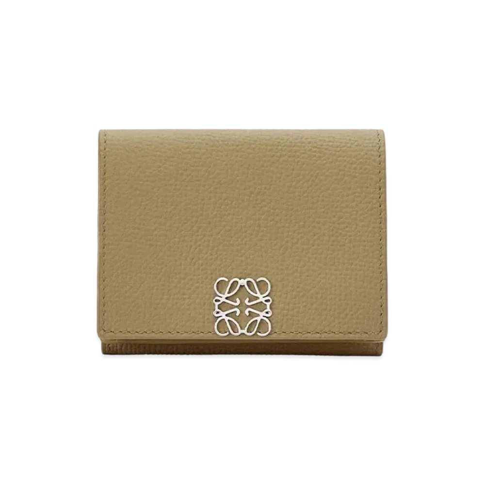 LOEWE Anagram Trifold Wallet In Pebble Grain Calfskin "Artichoke Green"