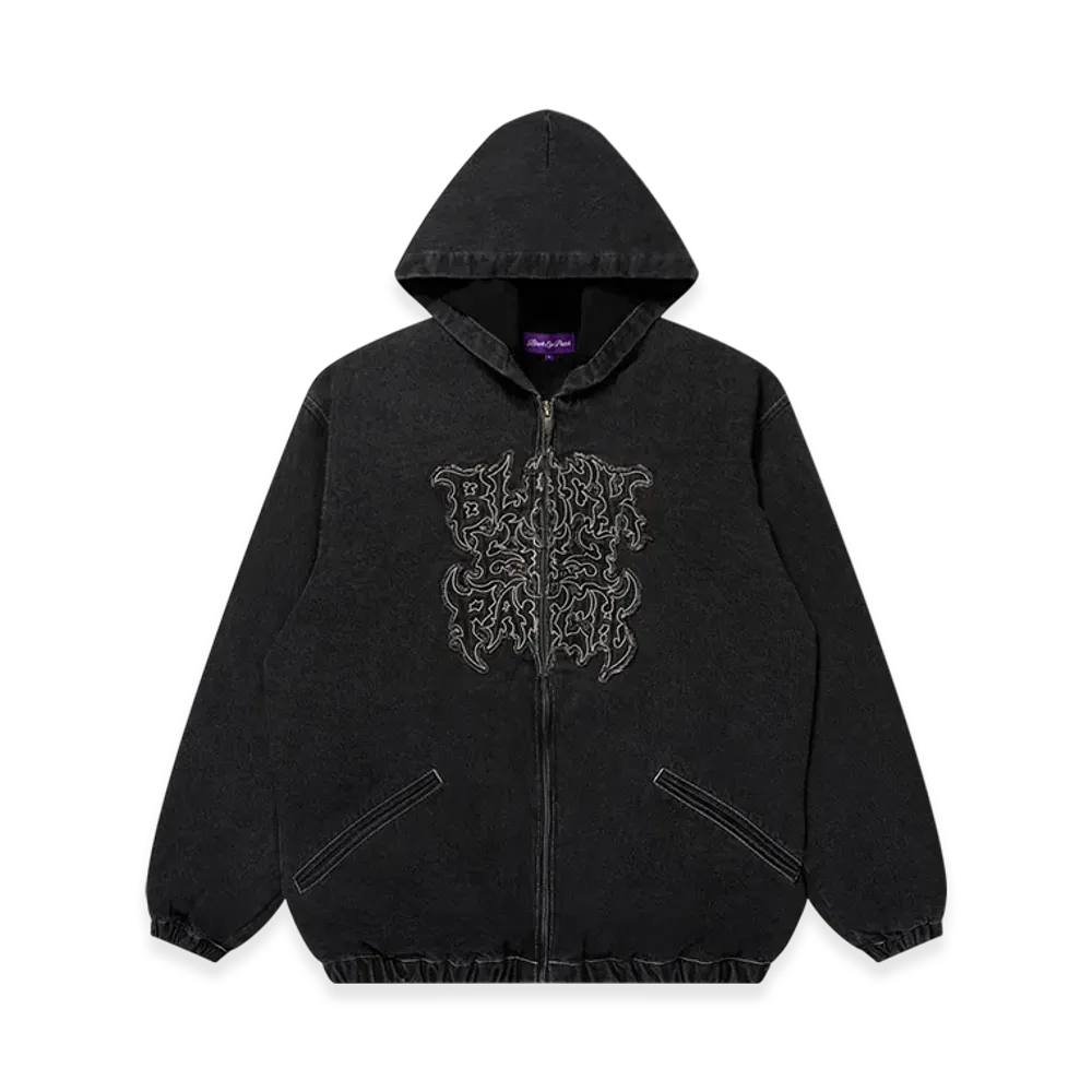 BlackEyePatch Metal Logo Hooded Denim Jacket "Black"