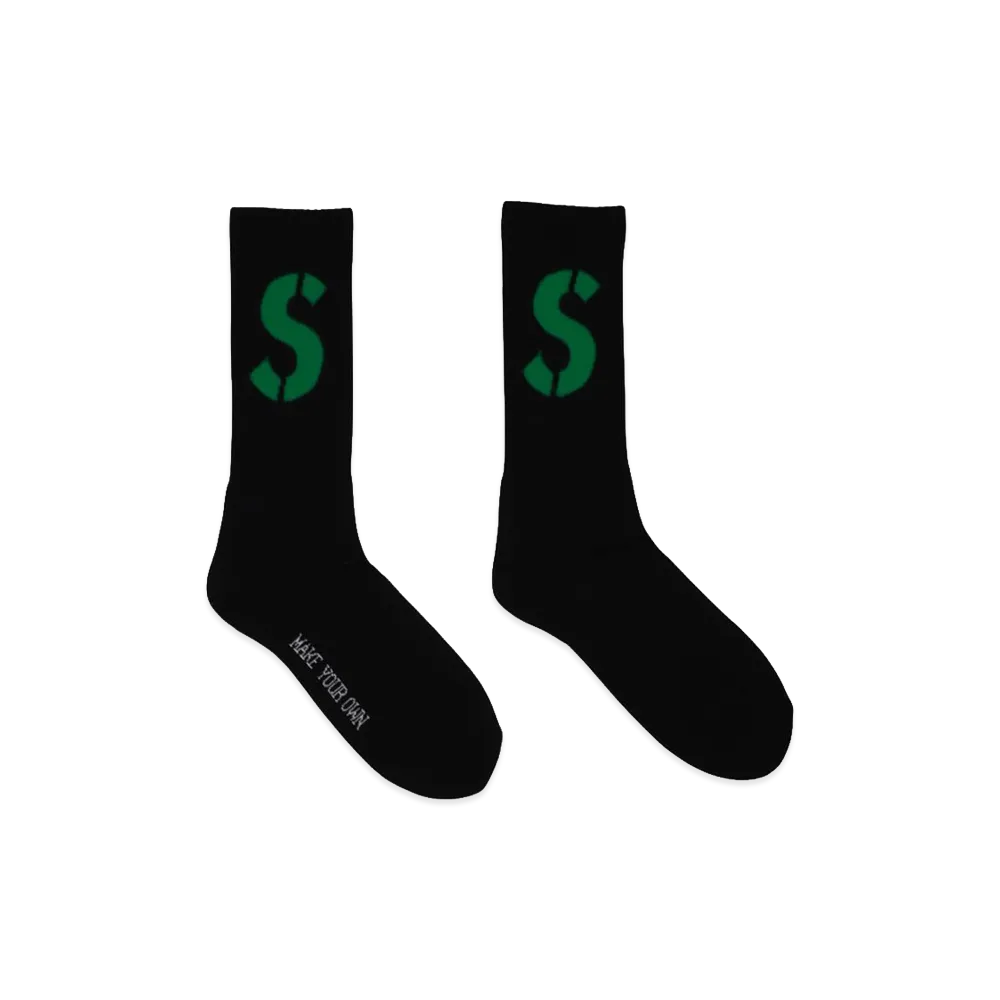 SAPEur Crew Socks Green S Logo "Black"