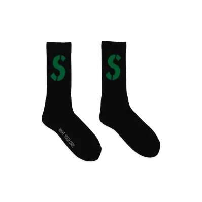 SAPEur Crew Socks Green S Logo "Black"