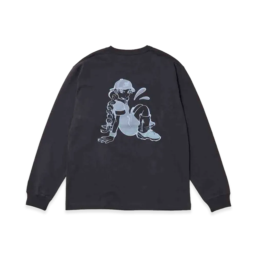 NEW ERA x Illustrators Collection L/S Washed Cotton T-Shirt Uzuta "Graphite"