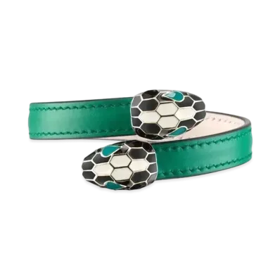 BVLGARI Serpenti Forever Leather Bracelet "Green"