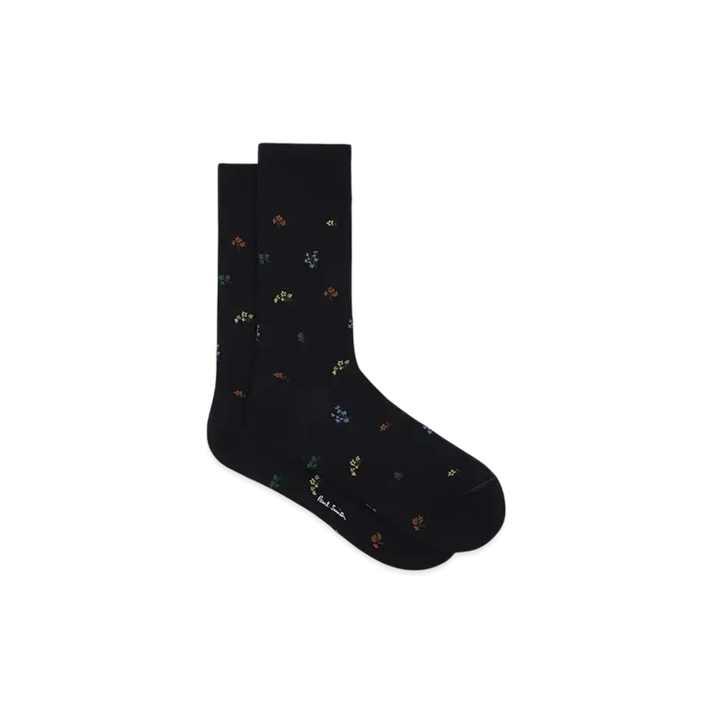 Paul Smith Drawn Floral Socks "Black"