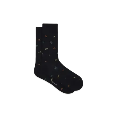 Paul Smith Drawn Floral Socks "Black"