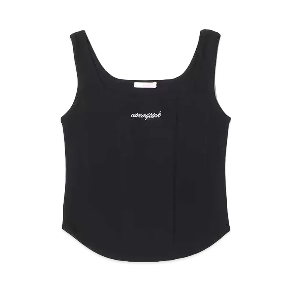 atmos pink Round Ribbed Tank "Black"
