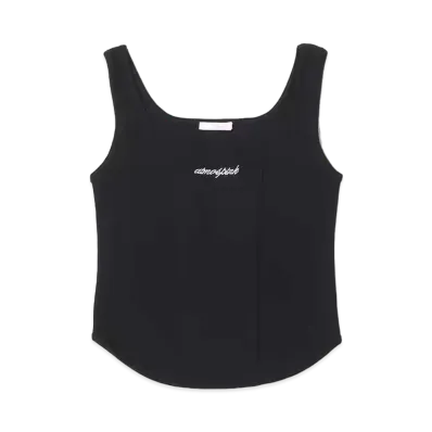 atmos pink Round Ribbed Tank "Black"