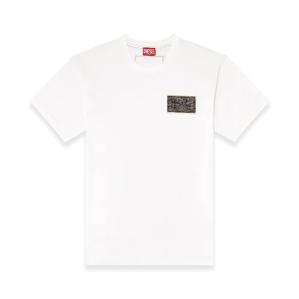 Diesel T-Norm-T3 T-Shirt With Camo Logo Patch "White"