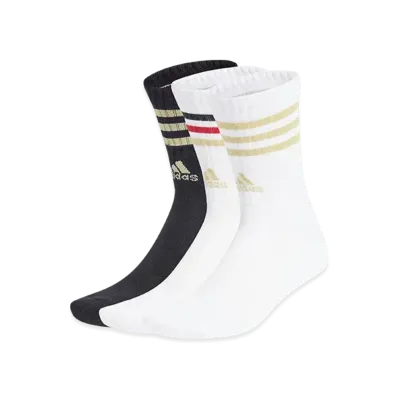adidas 3-Stripes Cushion Crew Socks 3 Pairs "White/Black/White/St Tan"