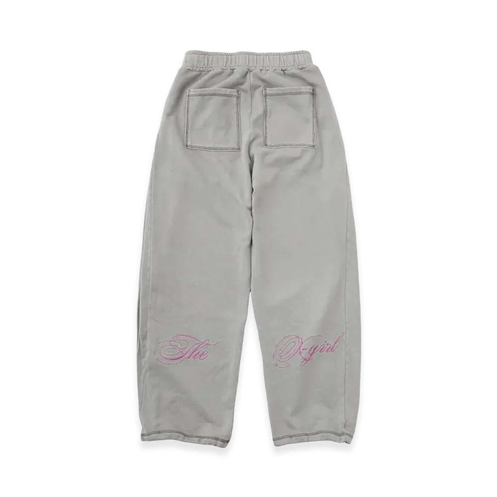 X-Girl Pigment Dyed Script Logo Sweatpants "Grey"