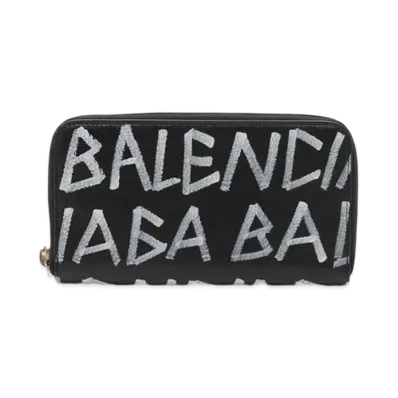 BALENCIAGA Graffiti Round Zipper Wallet ”Black”