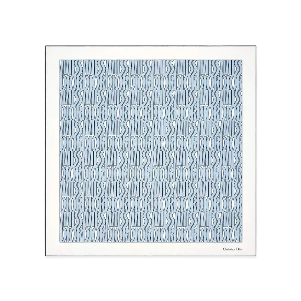 Dior Miss Dior Allover 90 Square Scarf and Silk Twill "Pail Blue/White"