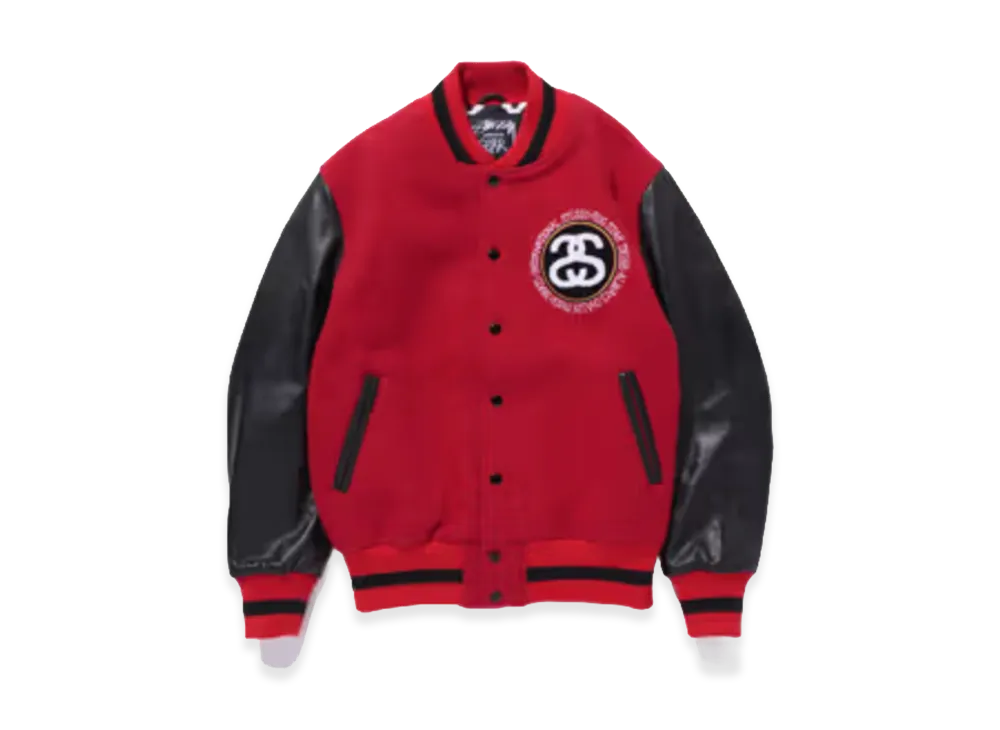 Stussy x ROC STAR "Roc Star Tribe" Varsity Jacket "Red"
