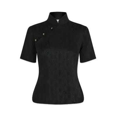 Marine Serre Jacquard Viscose Long Top "Black"