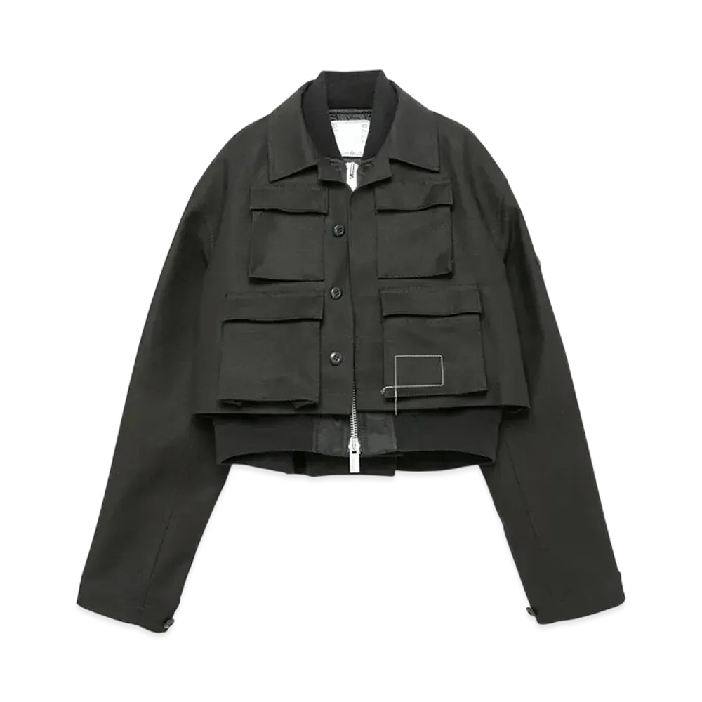 WTAPS x sacai Women's Cotton Back Satin x Nylon Twill Jacket "Black"
