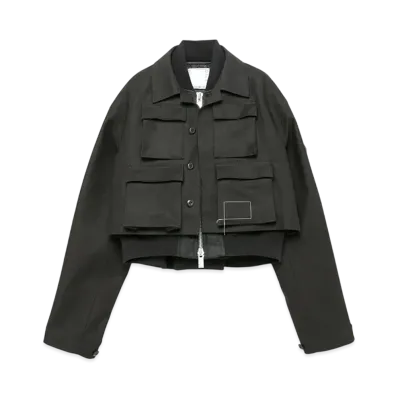 WTAPS x sacai Women's Cotton Back Satin x Nylon Twill Jacket "Black"
