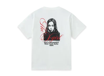 X-Girl Cursive Script Logo And Face S/S Tee "White"