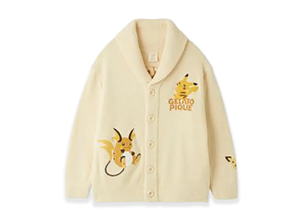 GELATO PIQUE x Pokemon Baby Moco Jacquard Shawl Cardigan "Yellow"
