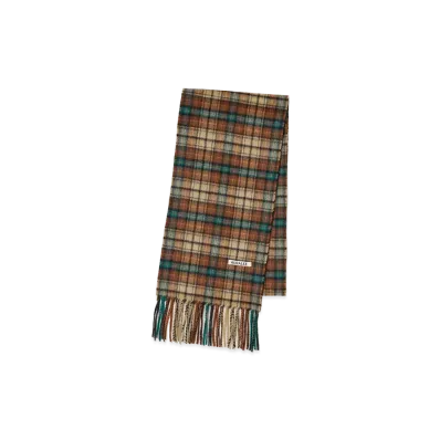 AURALEE Cashmere Check Long Stole "Red Brown Check"