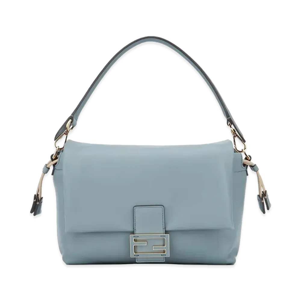 FENDI Women's Mamma Baguette Medium Nappa Leather Bag "Light Blue"
