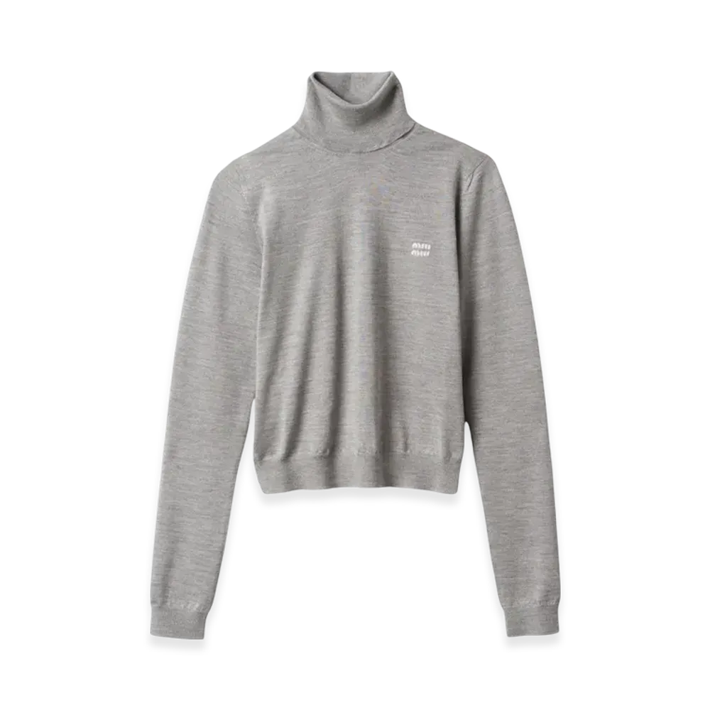 MIU MIU Women's Cashmere and Silk Sweater "Marble Grey"