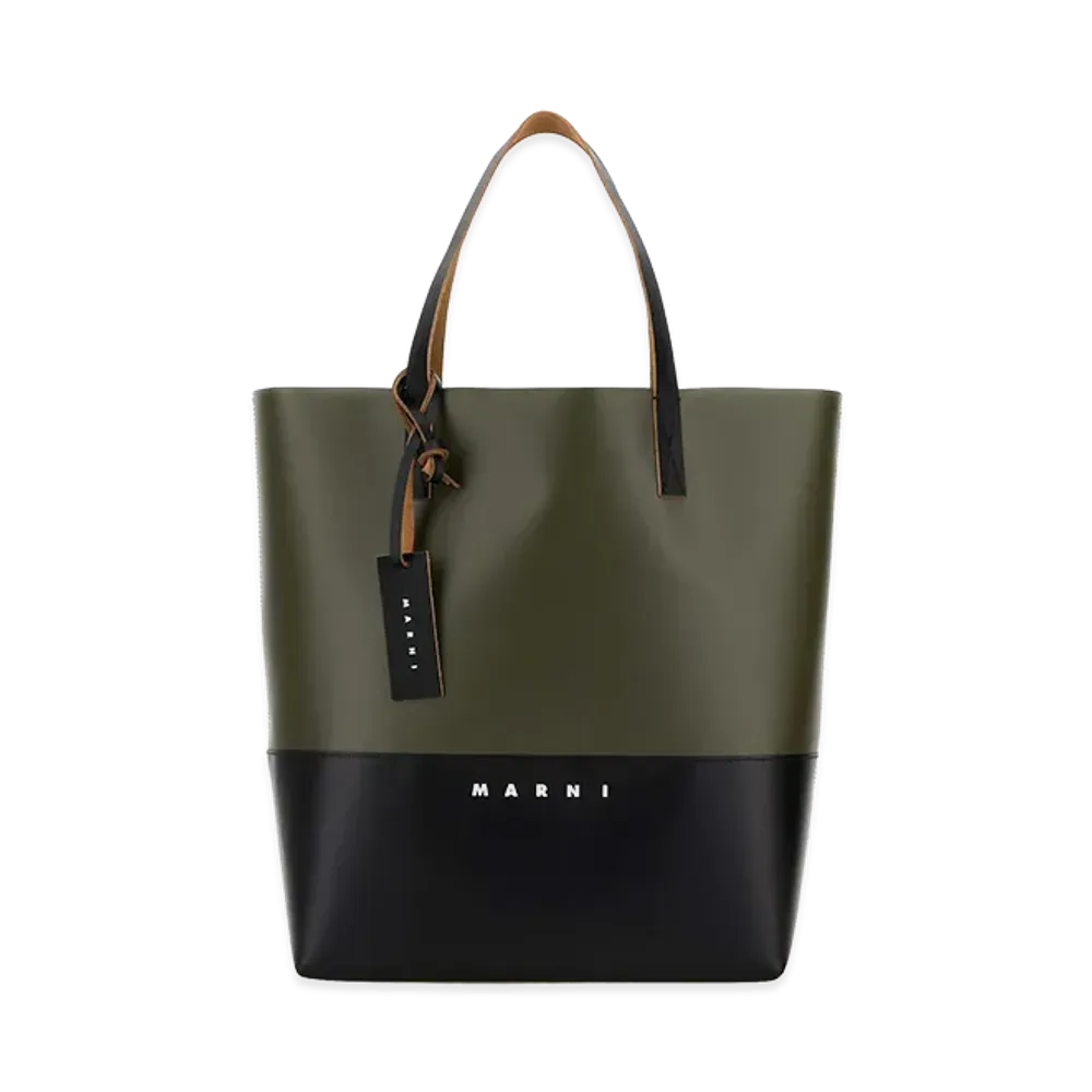 MARNI Two-Tone Canvas Shopping Bag "Green/Black"