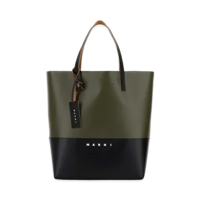 MARNI Two-Tone Canvas Shopping Bag "Green/Black"