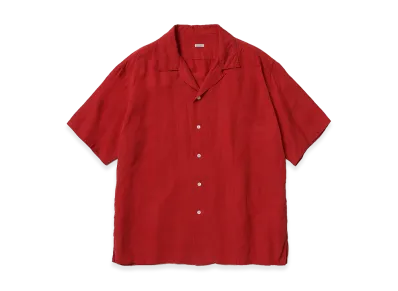 A.PRESSE Vintage Silk Linen S/S Open Collar Shirts "Red"