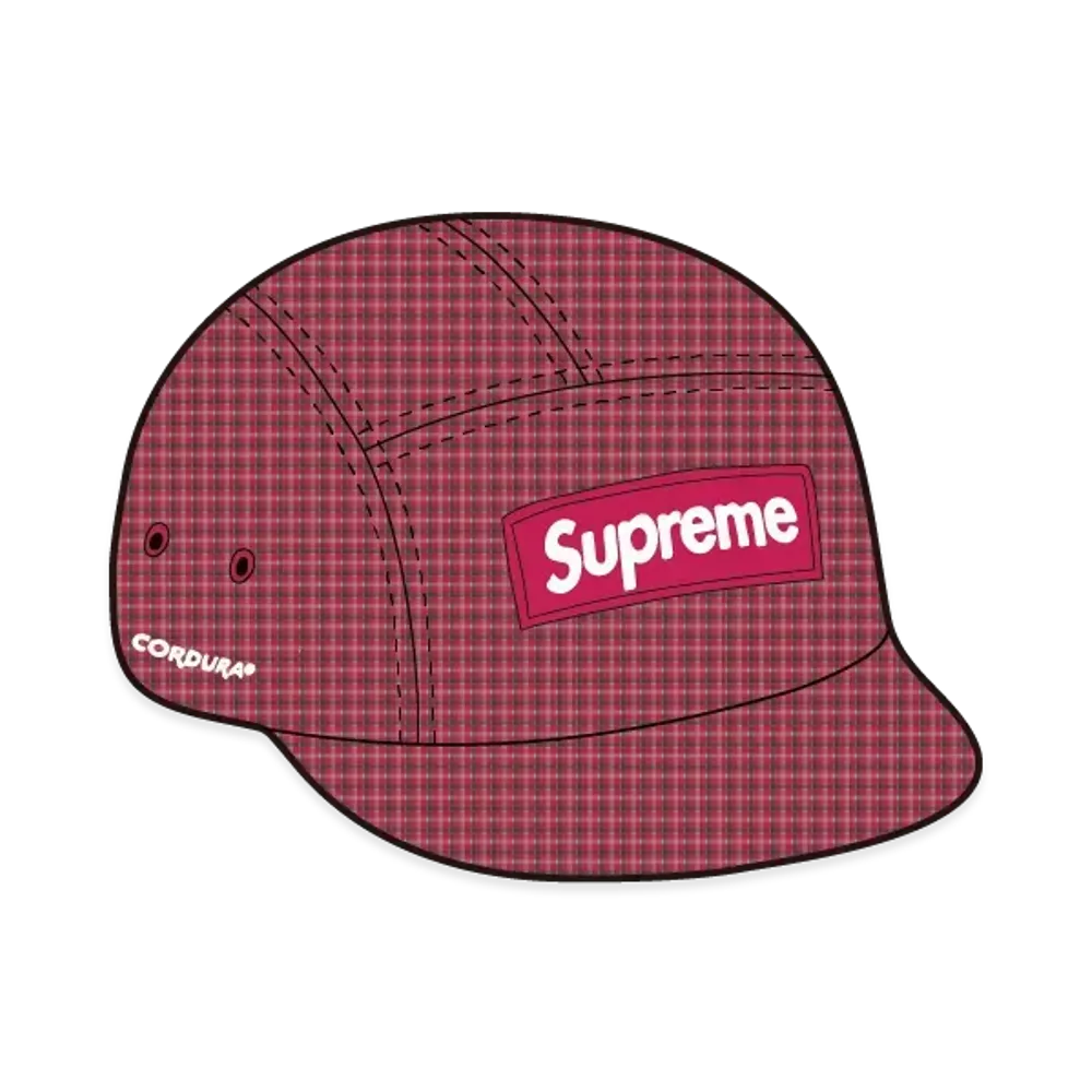 Supreme Cordura Plaid Camp Cap "Red"