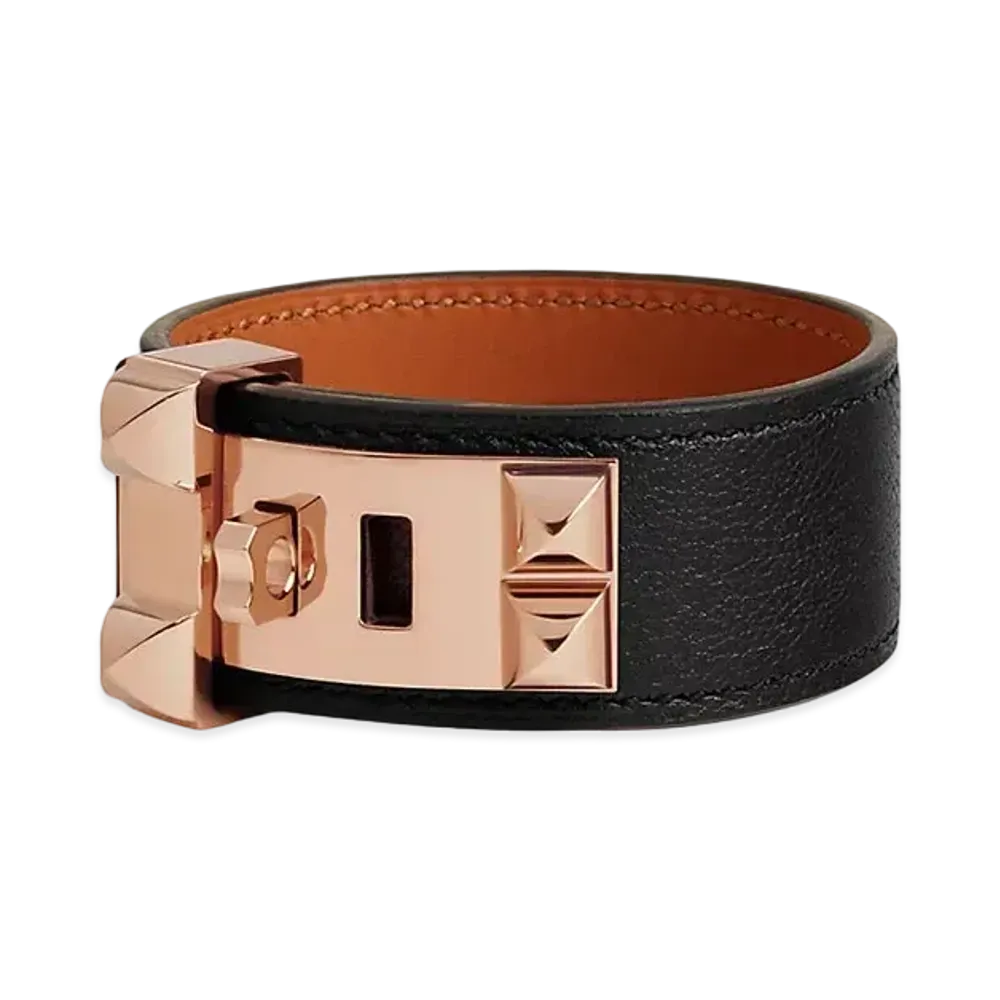 Hermes Collier de Chien 24 Bracelet "Noir/Pink Gold"
