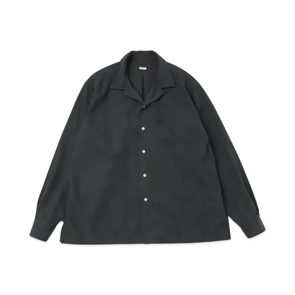 A.PRESSE Silk Cotton Open Collar L/S Shirt "Black"