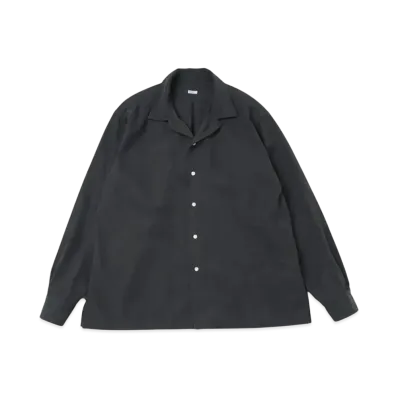 A.PRESSE Silk Cotton Open Collar L/S Shirt "Black"